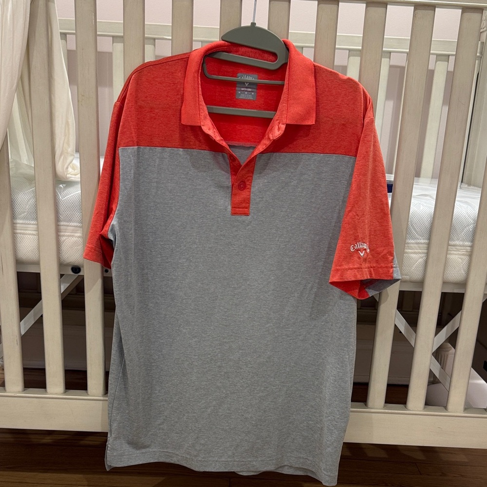 Callaway Men's Polo in Vibrant Red and Classic Gray